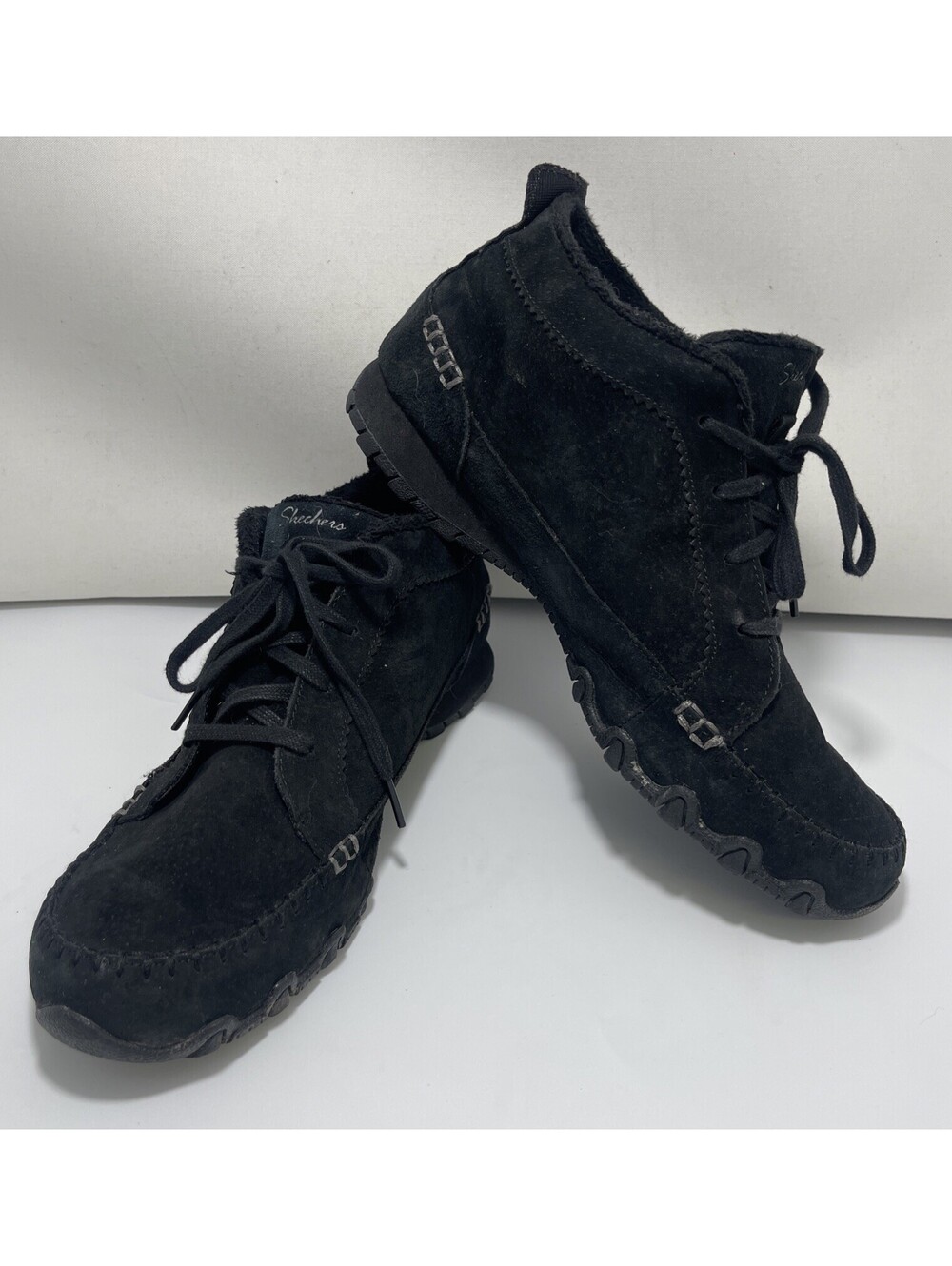Skechers Bikers Totem Chukka Boots Relaxed Fit Black Suede Womans Size 10